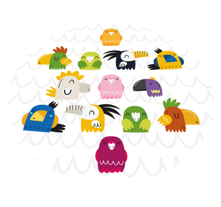 Eksotiske fugler tegneserie vinyl teppe dyr - Tenstickers