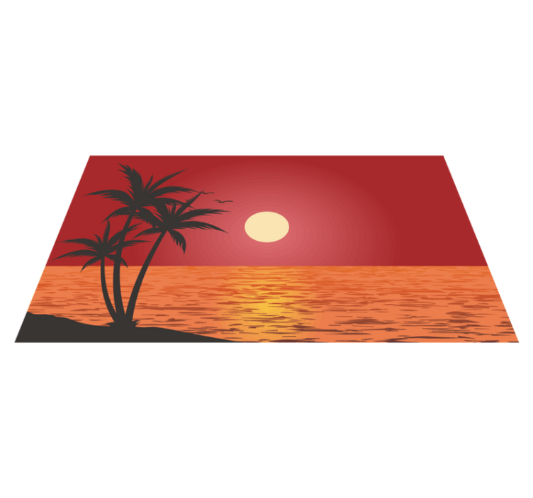 Tropisk solnedgangslandskap vinyl teppe natur - Tenstickers