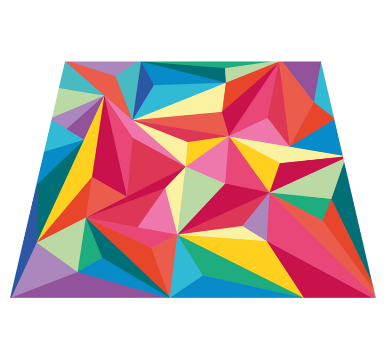Flerfarget 3d-trekanter vinyl teppe geometrisk - Tenstickers