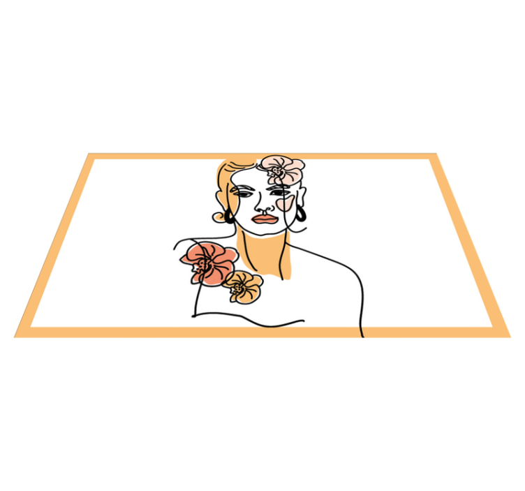 Stilig blomsterportrett vinyl teppe moderne - Tenstickers