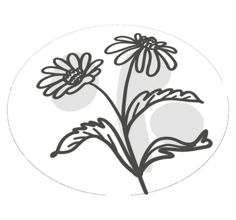 Stilig blomstermotiv vinyl teppe rund - Tenstickers