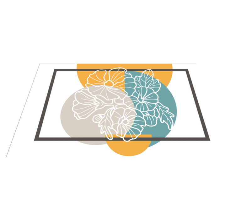 Søt minimalistisk rektangel og blomster vinyl teppe blomster og p - Tenstickers