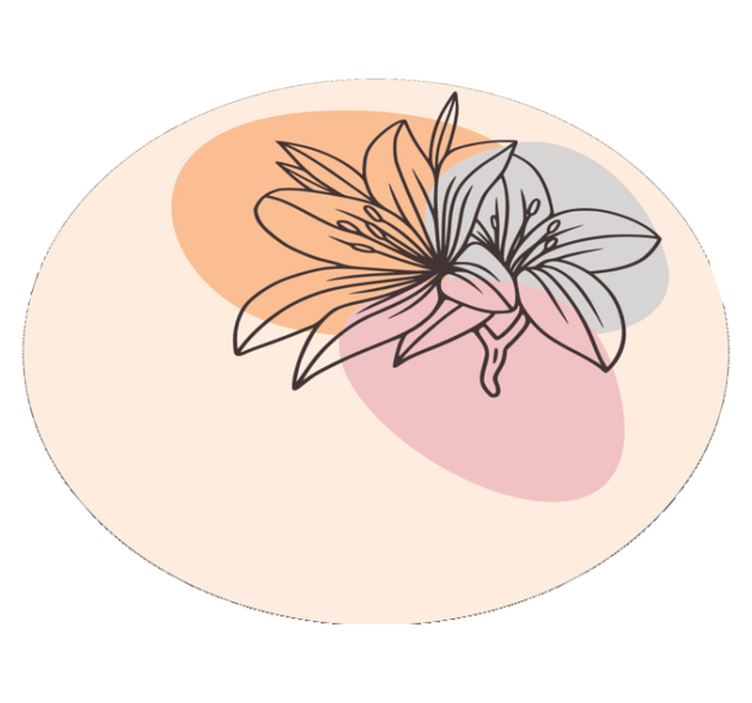 Lilje blomster aksent vinyl teppe rund - Tenstickers