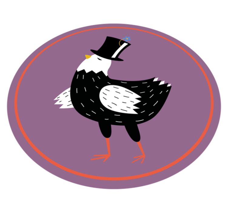 Svart og hvit kylling med klassisk hatt vinyl teppe dyr - Tenstickers