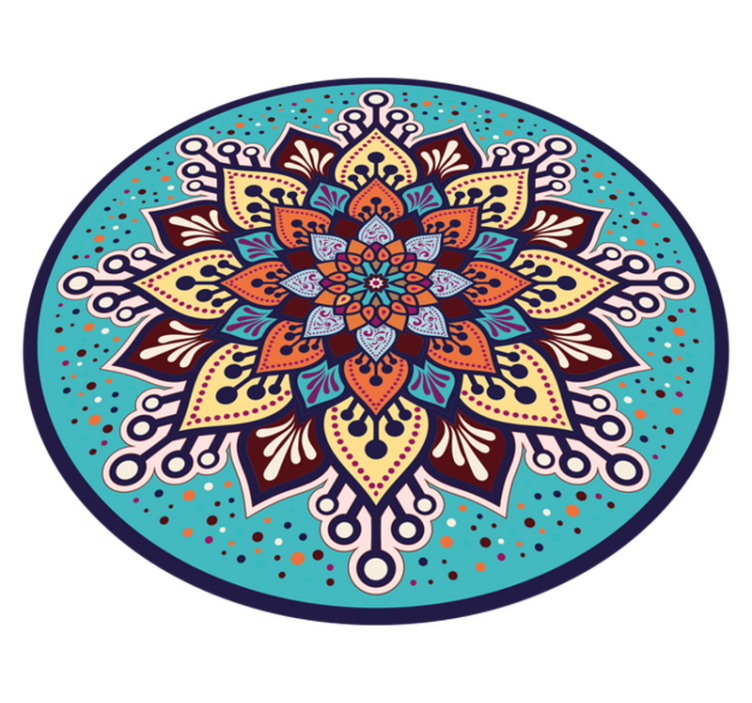 Blå og oransje solform vinyl teppe mandala - Tenstickers