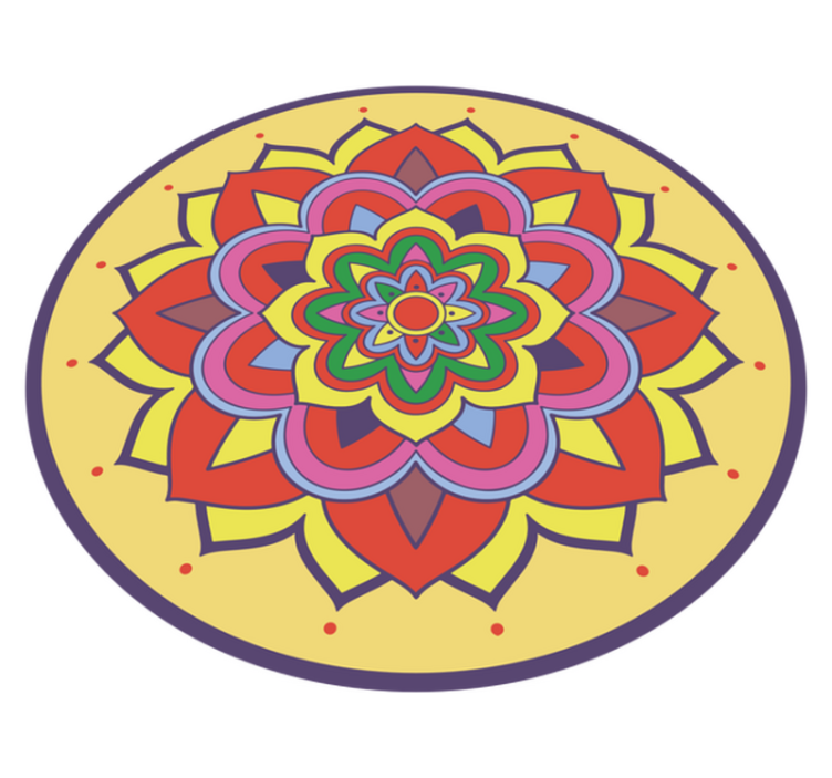 Fargerik stor blomst vinyl teppe mandala - Tenstickers