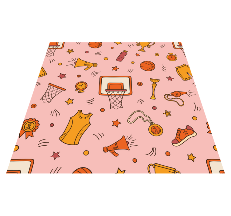 Rosa tegneserie basketballmønster vinyl teppe midtgang - Tenstickers