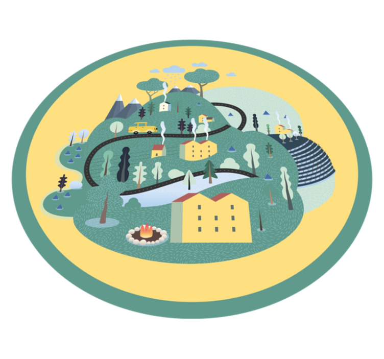 Leken landskapsreise vinyl teppe veier - Tenstickers