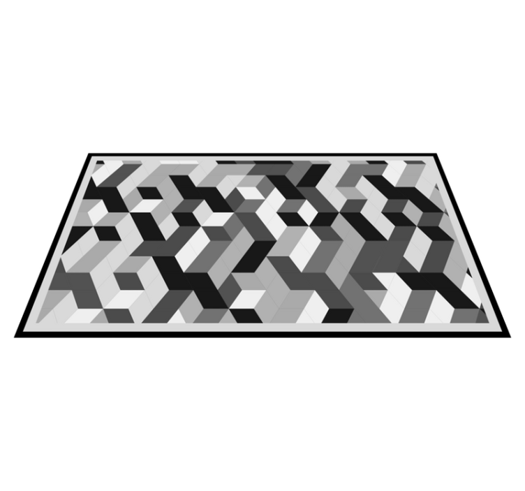 Grått 3d-mønster vinyl teppe geometrisk - Tenstickers