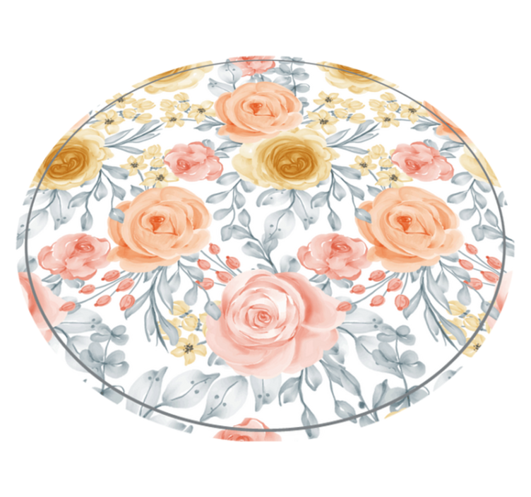 Blomstrende botaniske motiver vinyl teppe rund - Tenstickers