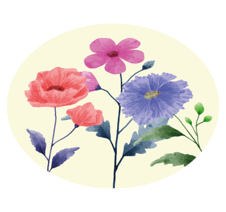 Livlig blomsterkomposisjon vinyl teppe rund - Tenstickers