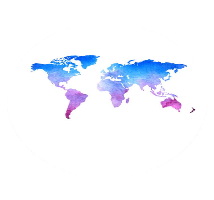 Lilla og blågrønn slipsfargestoff vinyl teppe verdenskart - Tenstickers