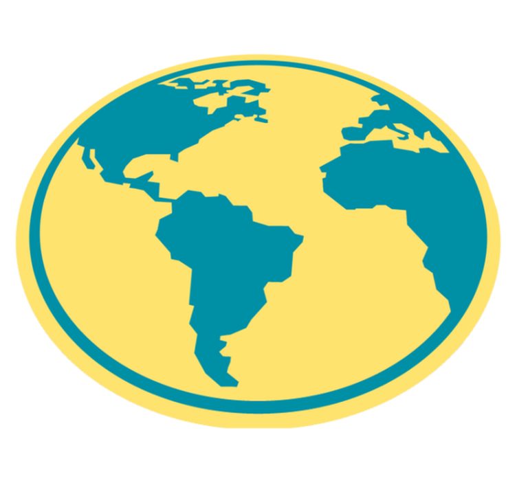 Fargerik blå og gul jordklode vinyl teppe verdenskart - Tenstickers