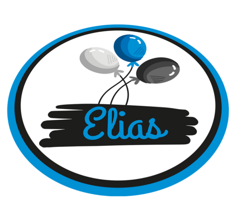 Svarte og blå ballonger med navn vinyl teppe med navn - Tenstickers