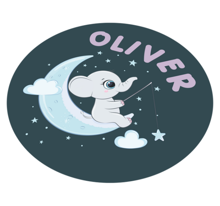Elefant omgitt av stjerner vinyl teppe med navn - Tenstickers