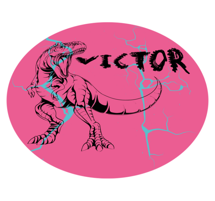 Rosa t-rex med navn Vinyl teppe flere barn - Tenstickers