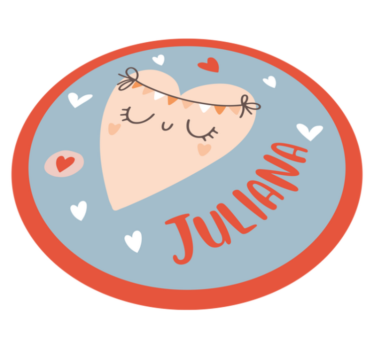 Nordisk lykkelig rosa hjerte vinyl teppe med navn - Tenstickers