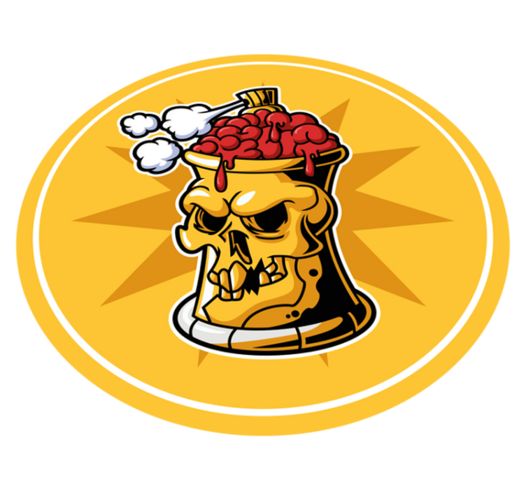 Hodeskalle hjerne bolle vinyl teppe ungdom - Tenstickers