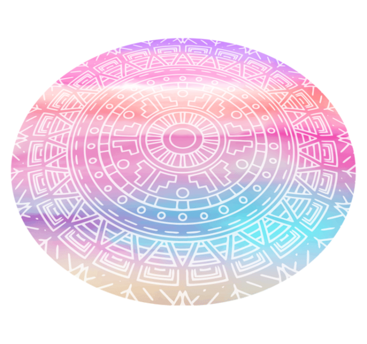 Livlig geometrisk element vinyl teppe mandala - Tenstickers