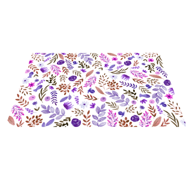 Lilla akvarellblader vinyl teppe blomster og planter - Tenstickers