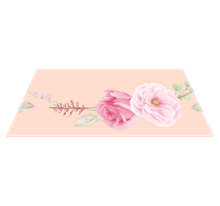 Rødmende rosa blomsterverk vinyl teppe blomster og planter - Tenstickers