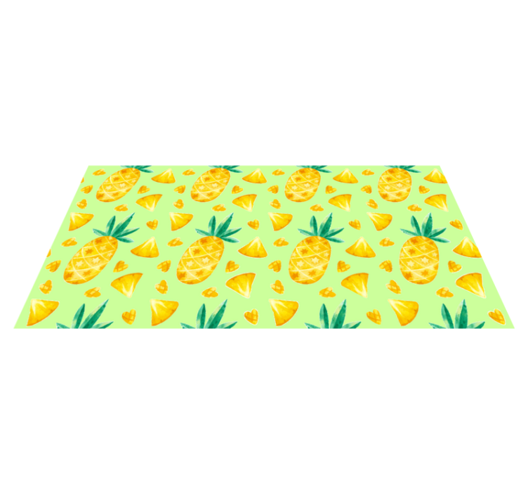 Fargerik akvarell ananas vinyl teppe blomster og planter - Tenstickers
