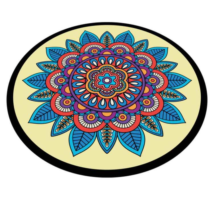 Fargerikt sirkulært motiv vinyl teppe mandala - Tenstickers