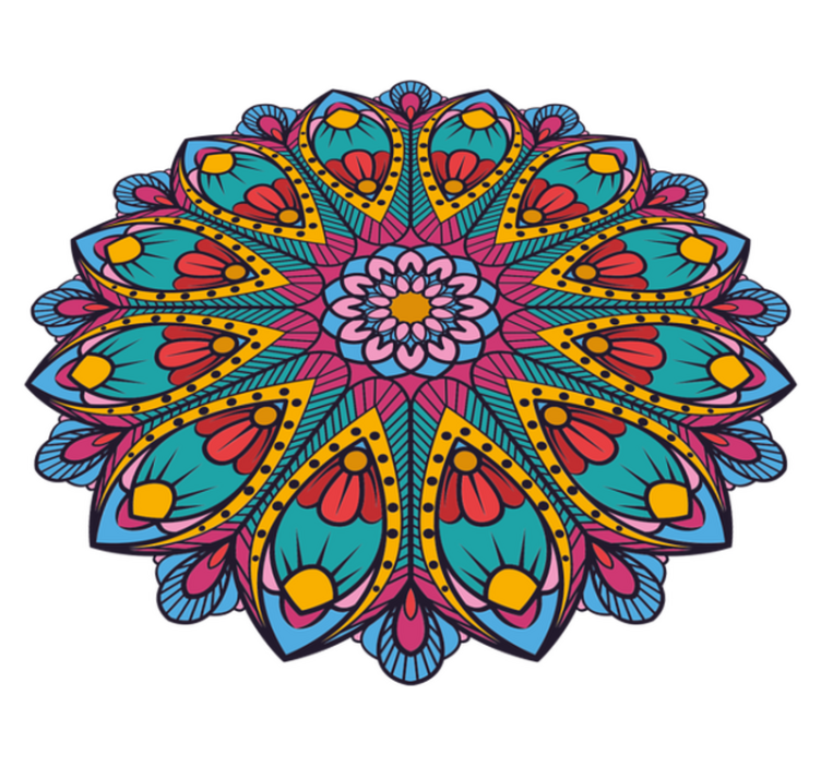 Fargerik blomsterillustrasjon vinyl teppe mandala - Tenstickers