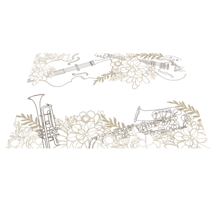 Musikalsk blomsteroppsats vinyl teppe blomster og planter - Tenstickers