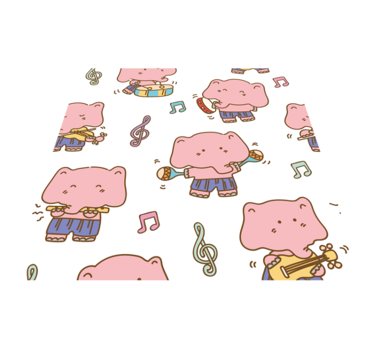 Musikalsk elefanttema Vinyl teppe flere barn - Tenstickers