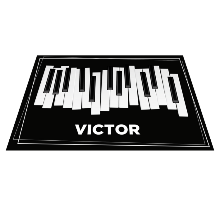 Personlig piano keyboard vinyl teppe med navn - Tenstickers