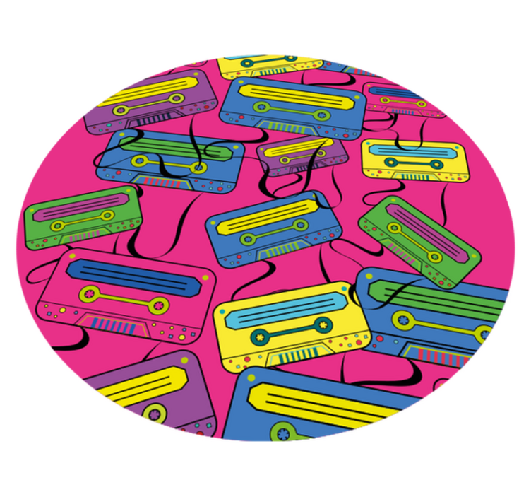 Retro 80 -talls fargerik boombox vinyl teppe rund - Tenstickers
