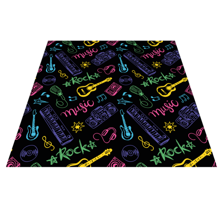 Flat ikoner musikkinstrumenter Vinyl teppe firkant - Tenstickers