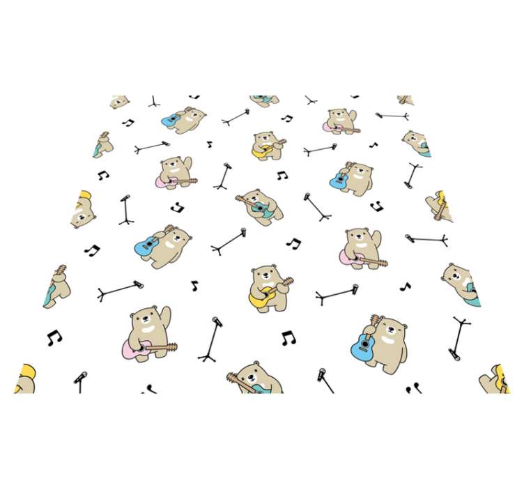 Musikalsk bjørnemønster vinyl teppe baby - Tenstickers