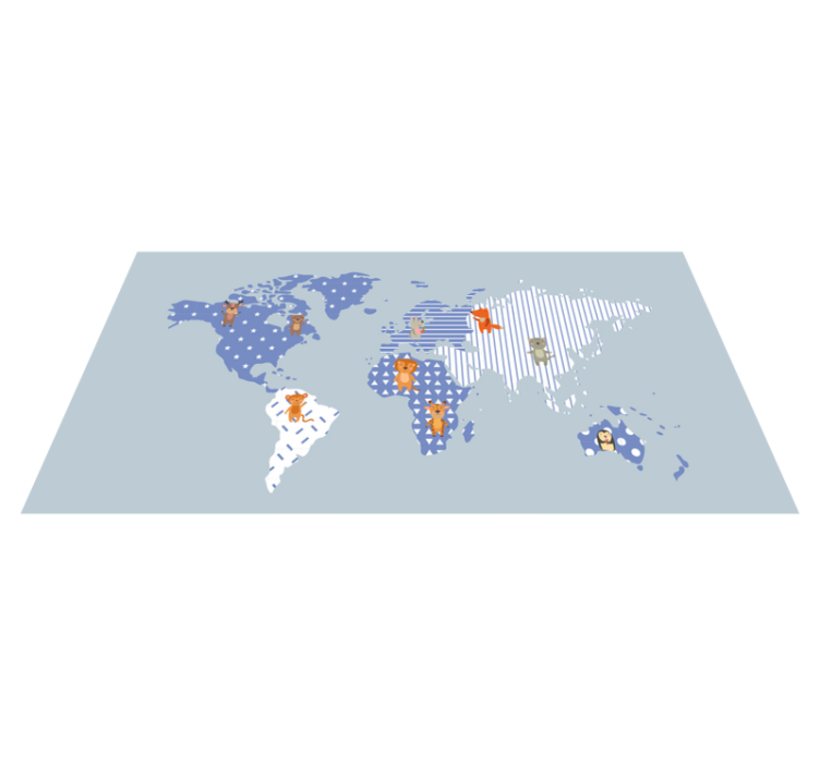 Fargerike kontinenter med dyr vinylteppe - Tenstickers