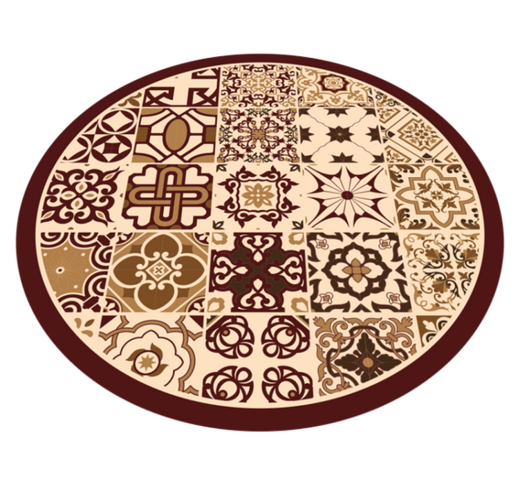 Brun flisemønster i spansk stil bad vinyl teppe - Tenstickers