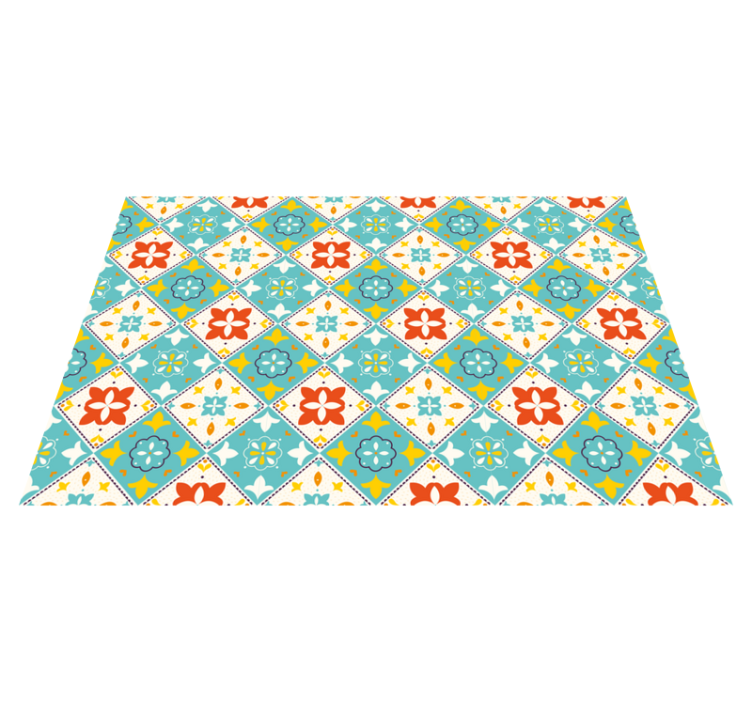 Fargerikt flisemønster i vintage stil bad vinyl teppe - Tenstickers