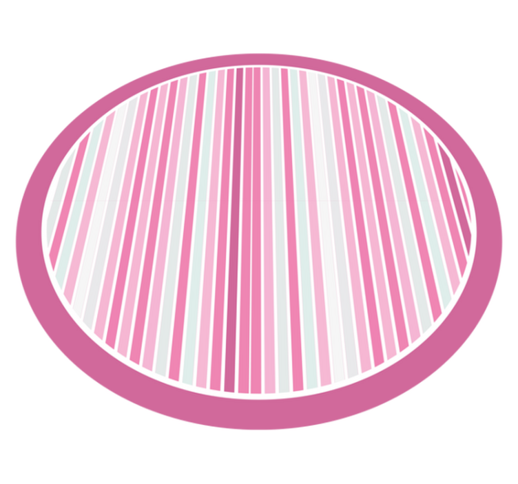 Vertikalt rosa og hvitt mønster vinyl teppe rund - Tenstickers