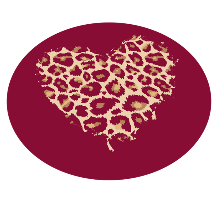 Leopard print tekstur hjerte vinyl teppe rund - Tenstickers