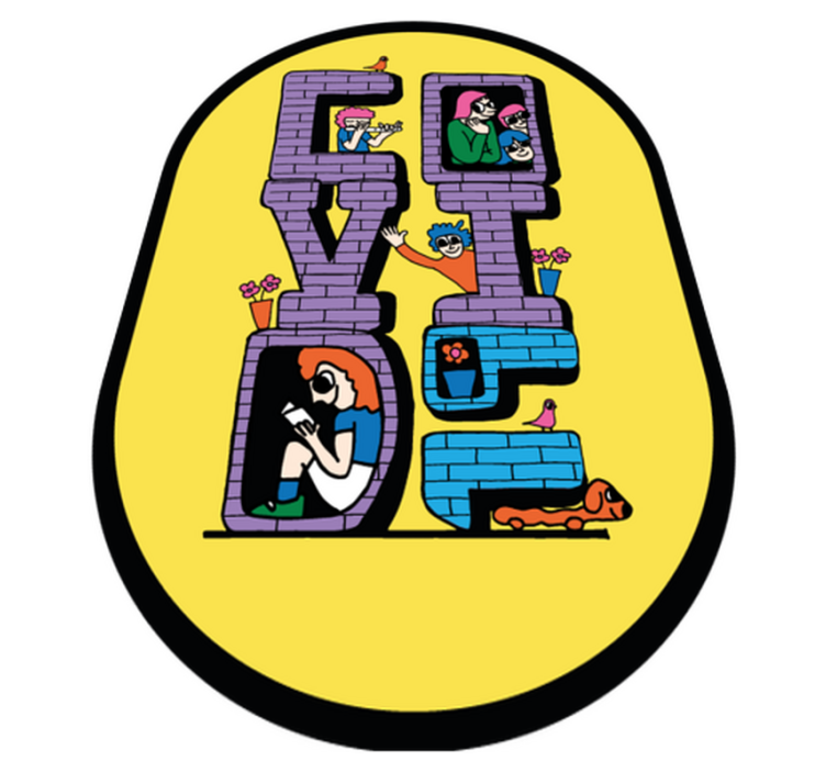 Covid-karakterer som blir hjemme Vinyl teppe flere barn - Tenstickers