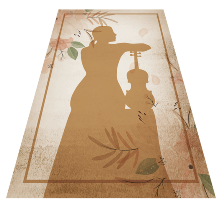 Fiolinist silhuett sittende tilbake vinyl teppe moderne - Tenstickers