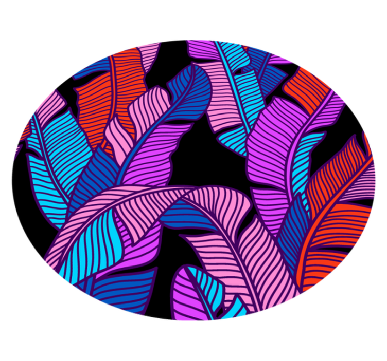 Moderne fargerike plantemønster vinyl teppe rund - Tenstickers