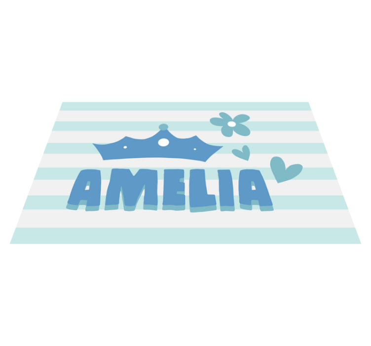 Lyseblå prinsesse krone med navn vinylteppe - Tenstickers
