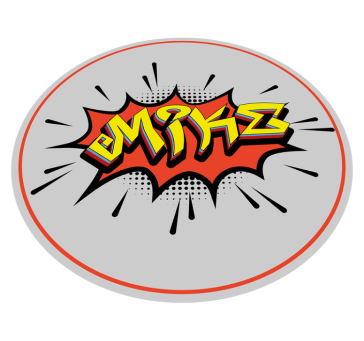 Navneeksplosjon vinyl teppe med navn - Tenstickers