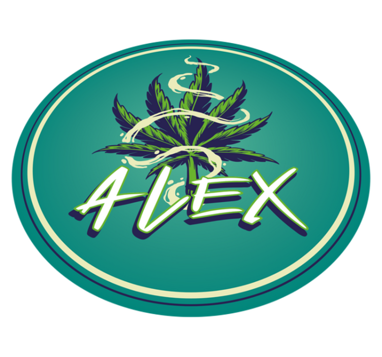 Cannabis illustrasjon graffiti vinyl teppe med navn - Tenstickers