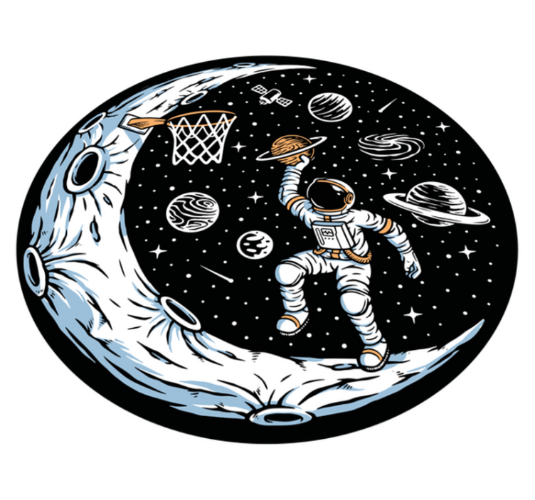 Astronaut-dunking vinyl teppe stjerner - Tenstickers