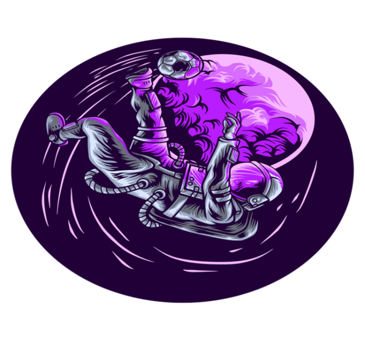 Astronaut som spiller fotball vinyl teppe soverom - Tenstickers