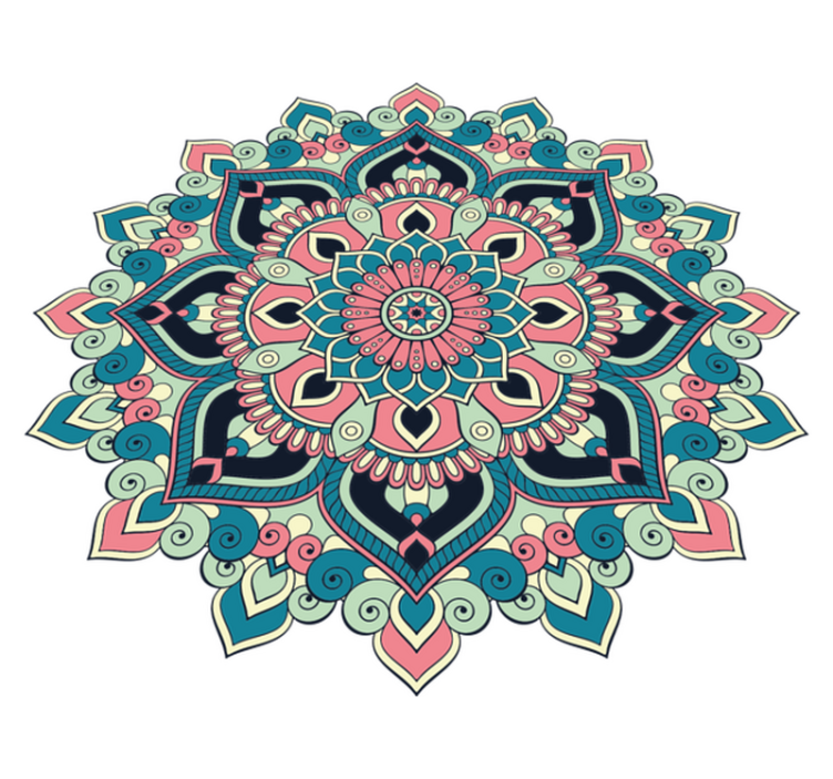 Vinyl teppe mandala fargerikt blomsterdesign - Tenstickers
