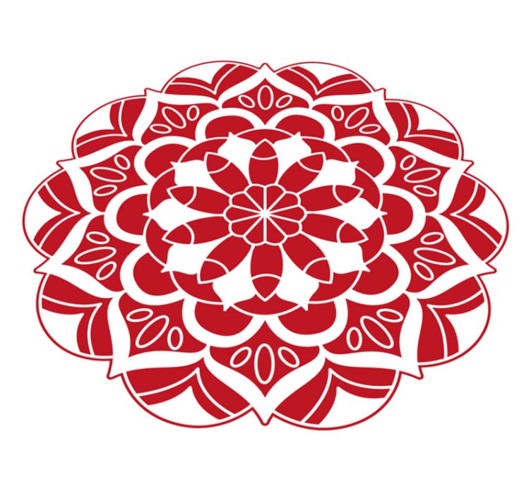 Rødt blomstermønster vinyl teppe mandala - Tenstickers