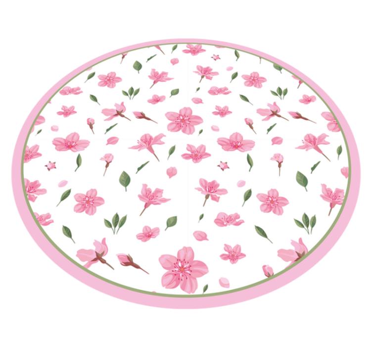 Blomstrende rosa blomster og planter vinyl teppe - Tenstickers